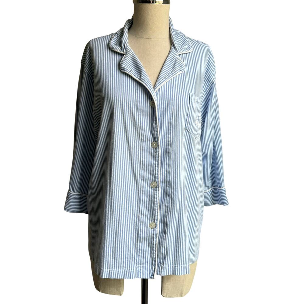 Lauren Ralph Lauren Striped Pajama Top Button Front Shirt XL